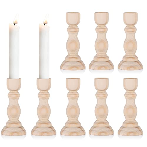 Sziqiqi 8 Stücke Kerzenhalter aus Unvollendetem Holz für Bastelprojekte, Handgefertigte Kerzenhalter aus Naturholz für Kegelkerzen, Fleckfertig, Lackiert Oder Geölt, 12,6 cm von Sziqiqi