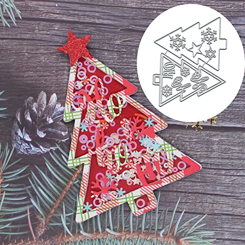 2 Stück Weihnachtsbaum-Streuer, Metall-Stanzformen, Weihnachtsbaum, Schneeflocke, Stern, Buchstaben, Schablonen, DIY, Scrapbooking, dekorative Prägepapier, Scrapbooking, Kartenherstellung von Sznilindm