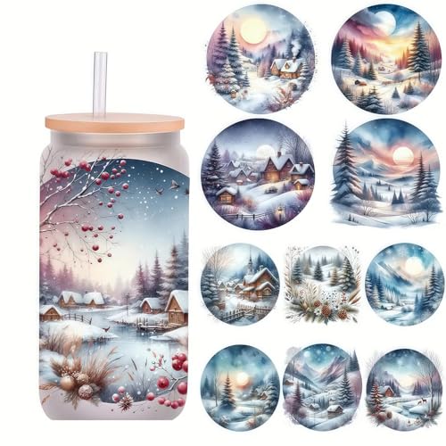 5 Stück Winter-Schneeszene, UV-DTF-Becher-Wraps, Transfer-Aufkleber für Glasbecher, Möbel, Handwerk, DIY, Handwerk, zum Aufreiben, Transfer-Aufkleber für DIY Wasserflasche Laptop Aufkleber Holz Auto 5 Stück Winter-Schneeszene, UV-DTF-Becher-Wraps, Transfer-Aufkleber für Glasbecher, Möbel, Handwerk, DIY, Handwerk, zum Aufreiben, Transfer-Aufkleber für DIY Wasserflasche Laptop Aufkleber Holz Auto von Sznilindm