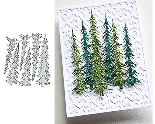 6 Stück Weihnachten DIY schmale Kiefernbäume Metall Stanzformen Frohe Weihnachten Baum Zeder Stanzformen Schablonen DIY Scrapbooking Dekorative Prägepapier Scrapbooking Kartenherstellung von Sznilindm