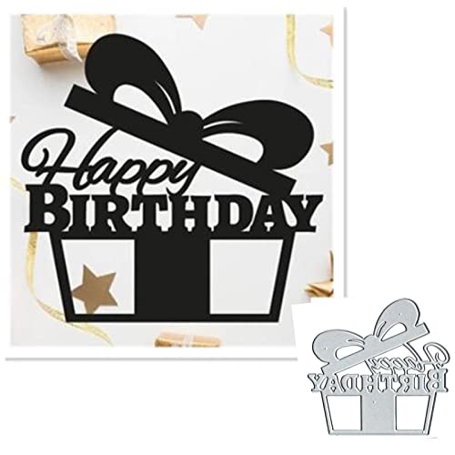 Happy Birthday Buchstaben Metall Stanzformen, Geburtstag Party Schleife Geschenkbox Stanzformen Schablonen DIY Scrapbooking Dekorative Prägung Papier Scrapbooking Kartenherstellung von Sznilindm