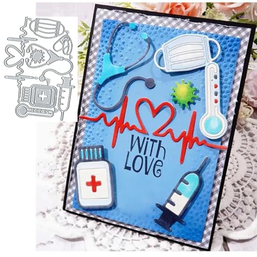 Metall-Stanzformen, Doktor-Stethoskop-Spritze, Herzschlag, Stanzschablonen, DIY, Scrapbooking, dekoratives Prägepapier, Scrapbooking, Kartenherstellung von Sznilindm