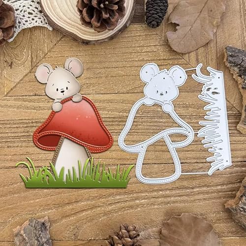 Metall-Stanzformen mit niedlicher Maus, die auf dem Pilz liegt, für Kartenherstellung, Graslandblumen, Herz, Kartenstanzformen, Schablonen, DIY, Scrapbooking, Album, dekoratives Prägepapier, Karten Metall-Stanzformen mit niedlicher Maus, die auf dem Pilz liegt, für Kartenherstellung, Graslandblumen, Herz, Kartenstanzformen, Schablonen, DIY, Scrapbooking, Album, dekoratives Prägepapier, Karten von Sznilindm