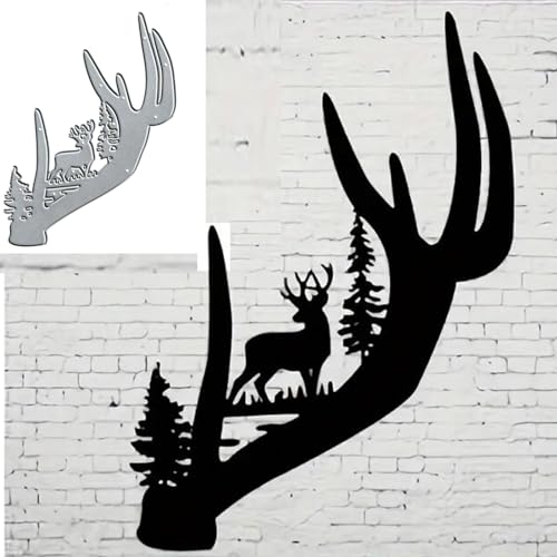 Metall-Stanzformen mit weihnachtlichem Hirschkopf, Motiv: Merry Christmas Tree, Zeder, Hirsch, Elch, Stanzschablonen, DIY, Scrapbooking, dekoratives Prägepapier, Party, Hochzeit, Kartenherstellung von Sznilindm