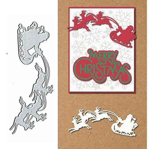 Stanzschablonen für Weihnachten, Weihnachtsmann, Hirsch, Metall, Motiv: Frohe Weihnachten, Schneeflocke, Geschenk, Stanzschablonen für DIY, Scrapbooking, Album, dekorative Prägepapier-Stanzformen, von Sznilindm