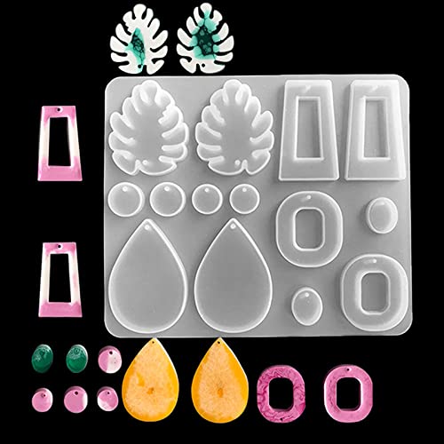Stern-Herz-Blumenblatt-Harz-Ohrringform, Silikonharz-Schmuckformen-Set für Epoxidharz, baumelnde Anhängerformen für Frauen und Mädchen für Epoxidharz, Schmuckherstellung von Sznilindm