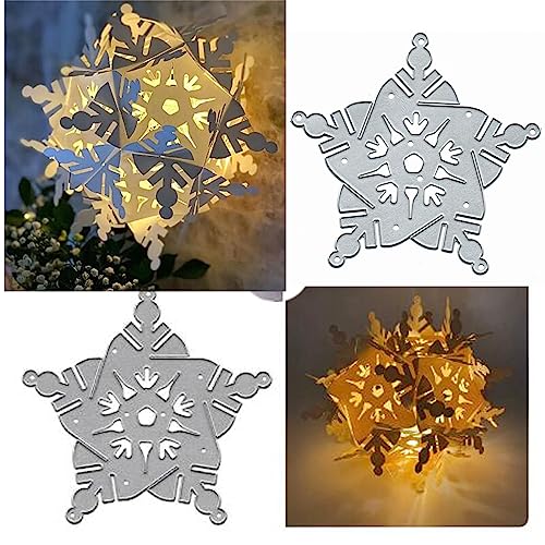 Sznilindm 3D-Papier Schneeflocke Laterne Luminary Metall Stanzformen, Frohe Weihnachten Schneeflocke Geschenk Stanzformen Stanzschablonen für DIY Scrapbooking Album Dekorative Prägepapier Stanzformen von Sznilindm