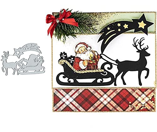 Weihnachten Snata Hirsch Metall Stanzformen, Merry Christmas Star Dear Elch Schlitten Stanzschablonen Schneiden Schablonen DIY Scrapbooking Dekorative Prägepapier Scrapbooking Kartenherstellung von Sznilindm