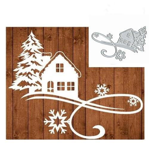 Weihnachts-/Winterhausbaum, Metall-Stanzformen, Frohe Weihnachten, Schneeflocke, Baum, Zedernhaus, Stanzschablonen, DIY, Scrapbooking, dekoratives Prägepapier, Scrapbooking, Kartenherstellung Weihnachts-/Winterhausbaum, Metall-Stanzformen, Frohe Weihnachten, Schneeflocke, Baum, Zedernhaus, Stanzschablonen, DIY, Scrapbooking, dekoratives Prägepapier, Scrapbooking, Kartenherstellung von Sznilindm