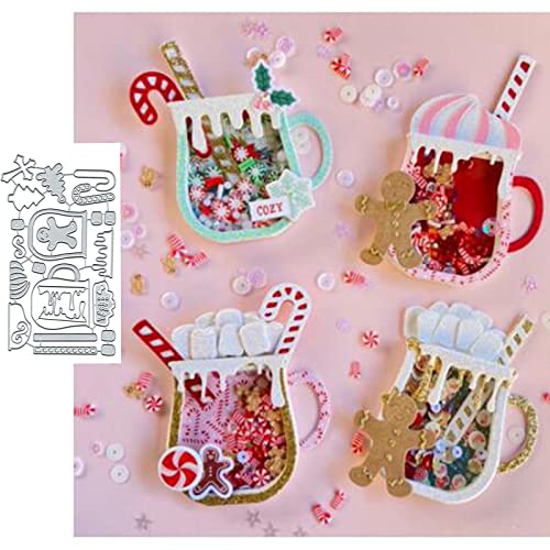 Weihnachtsbecher Shaker Metall Stanzformen Frohe Weihnachten Hirsch Lebkuchenmann Stanzformen Schablonen DIY Scrapbooking Dekorative Prägepapier Scrapbooking Kartenherstellung von Sznilindm