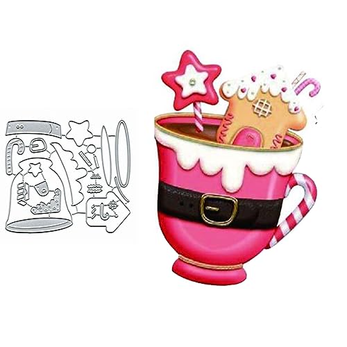 Weihnachtsschneeflocke Stern Metall Stanzformen, Frohe Weihnachten Schneeflocke Tasse Stanzschablonen DIY Scrapbooking Dekorative Prägepapier Scrapbooking Kartenherstellung von Sznilindm