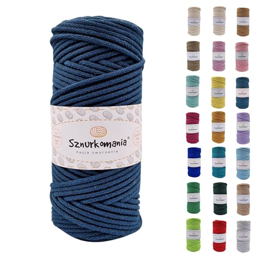 Baumwollkordel 3mm 100m, 46 Farben, Häkelkordel, Geflochten Baumwollkordel 3mm, Makramee Kordel, Makramee Garn, Premium Garn, Makramee Seil (Benzin) von Sznurkomania