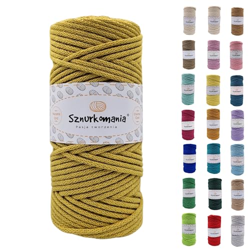 Baumwollkordel 3mm 100m, 46 Farben, Häkelkordel, Geflochten Baumwollkordel 3mm, Makramee Kordel, Makramee Garn, Premium Garn, Makramee Seil (Kiwi) von Sznurkomania