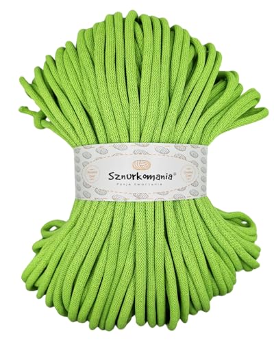 Baumwollkordel 9mm 100m, viele Farben, Makramee Garn, Baumwollgarn, geflochtene Baumwollkordel 9mm mit Kern, Makramee Kordel, Häkelkordel, Kordel 9mm, gehäkelte Tasche (Limette) von Sznurkomania