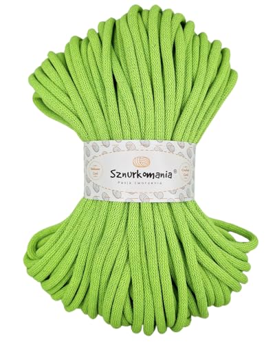 Baumwollkordel 9mm 50m, viele Farben, Makramee Garn, Baumwollgarn, geflochtene Baumwollkordel 9mm mit Kern, Makramee Kordel, Häkelkordel, Kordel 9mm, gehäkelte Tasche (Limette) von Sznurkomania