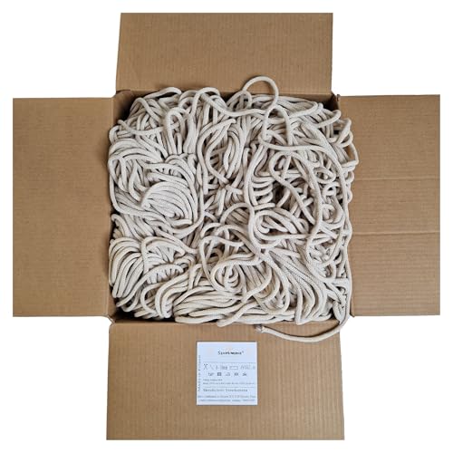 Baumwollkordel am Stück 5mm 1000m, 46 Farben, Makramee Kordel, Makramee Garn, Baumwollgarn, geflochtene Baumwollkordel 5mm mit Kern, Häkelkordel, Makramee Seil (Beige) von Sznurkomania