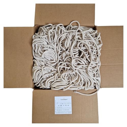 Baumwollkordel am Stück 5mm 500m, 46 Farben, Makramee Kordel, Makramee Garn, Baumwollgarn, geflochtene Baumwollkordel 5mm mit Kern, Häkelkordel, Makramee Seil (Beige) von Sznurkomania
