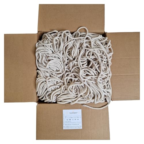 Baumwollkordel am Stück 5mm 800m, 46 Farben, Makramee Kordel, Makramee Garn, Baumwollgarn, geflochtene Baumwollkordel 5mm mit Kern, Häkelkordel, Makramee Seil (Beige) von Sznurkomania