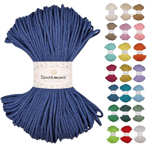 Geflochtene Baumwollkordel 3mm 100m, 46 Farben, Häkelkordel, Makramee Kordel, Makramee Garn, Premium Garn, Makramee Seil, Sznurkomania (Jeans) von Sznurkomania