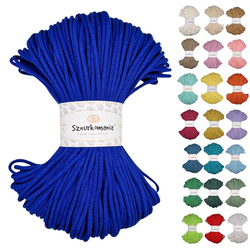 Geflochtene Baumwollkordel 3mm 100m, 46 Farben, Häkelkordel, Makramee Kordel, Makramee Garn, Premium Garn, Makramee Seil, Sznurkomania (Kornblume) von Sznurkomania