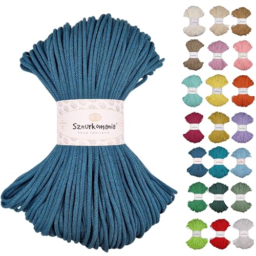 Geflochtene Baumwollkordel 3mm 100m, 46 Farben, Häkelkordel, Makramee Kordel, Makramee Garn, Premium Garn, Makramee Seil, Sznurkomania (Maritim) von Sznurkomania