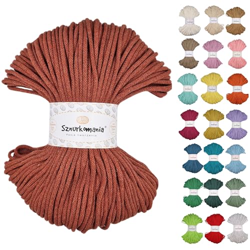 Sznurkomania Geflochtene Baumwollkordel 3mm 100m, 46 Farben, Häkelkordel, Makramee Kordel, Premium Garn, Makramee Seil von Sznurkomania