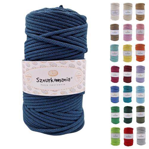 Geflochtene Baumwollkordel 5mm 100m, 46 Farben, Häkelkordel, Makramee Kordel, Makramee Garn, Premium Garn, Makramee Seil, Sznurkomania (Benzin) von Sznurkomania