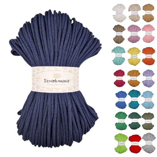 Sznurkomania, Geflochtene Baumwollkordel 5mm 100m, 46 Farben, Häkelkordel, Makramee Kordel, Makramee Garn, Premium Garn, Makramee Seil, (Granate) von Sznurkomania