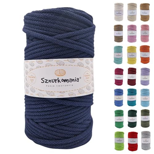 Geflochtene Baumwollkordel 5mm 100m, 46 Farben, Häkelkordel, Makramee Kordel, Makramee Garn, Premium Garn, Makramee Seil, Sznurkomania (Granate) von Sznurkomania