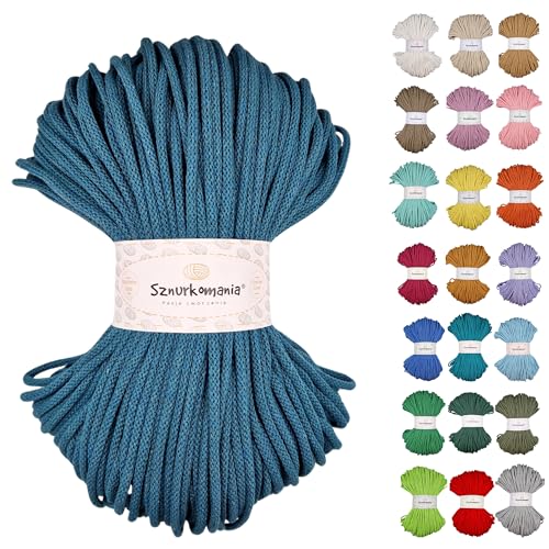 Geflochtene Baumwollkordel 5mm 100m, 46 Farben, Häkelkordel, Makramee Kordel, Makramee Garn, Premium Garn, Makramee Seil, Sznurkomania (Maritime) von Sznurkomania