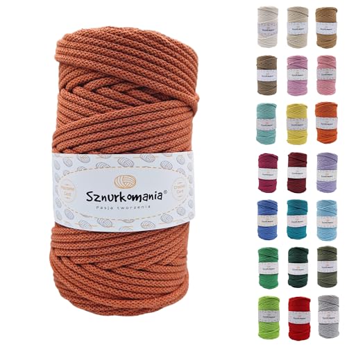 Geflochtene Baumwollkordel 5mm 100m, 46 Farben, Häkelkordel, Makramee Kordel, Makramee Garn, Premium Garn, Makramee Seil, Sznurkomania (Ziegel) von Sznurkomania