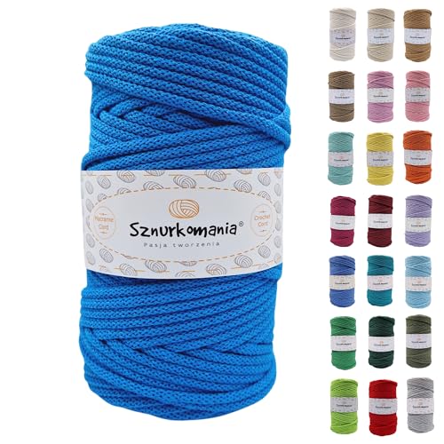 Sznurkomania, Geflochtene Baumwollkordel 5mm 100m, 46 Farben, Häkelkordel, Makramee Kordel, Premium Garn, Seil, (Türkis) von Sznurkomania