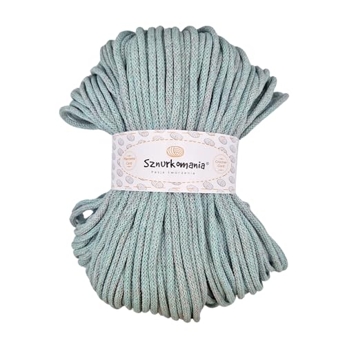 Sznurkomania Geflochtene Baumwollkordel 5mm 100m, Farbmix, Häkelkordel, Makramee Kordel, Premium Garn, Makramee Seil von Sznurkomania