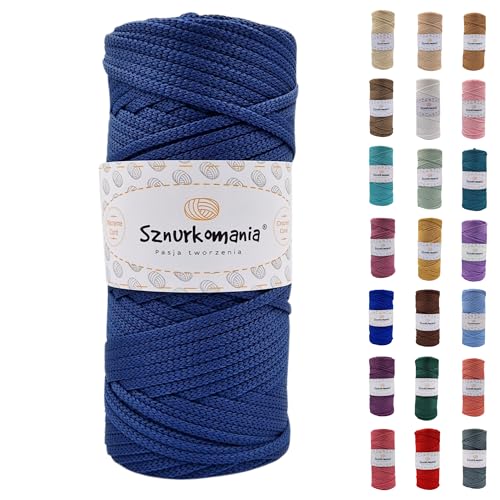 Polyesterkordel 5mm 100m, Viele Farbe, Flache Polyesterkordel, Häkelkordel, 5mm Makrameekordel, Makrameegarn, Polyestergarn, glänzende Kordel, Sznurkomania (Jeans) von Sznurkomania