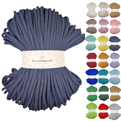 Sznurkomania, Baumwollkordel 9mm 100m, viele Farben, Makramee Garn, Baumwollgarn, geflochtene Baumwollkordel mit Kern, Makramee Kordel, Häkelkordel, Kordel 9mm, gehäkelte Tasche (Granate) von Sznurkomania