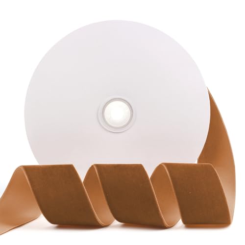 Szoyeay Braunes Samtband, 3,8 cm x 20 m, für Geschenkverpackungen, Weihnachts-/Hochzeitsdekoration, Haar- und Mode-Accessoires (Braun, 3,8 cm) von Szoyeay