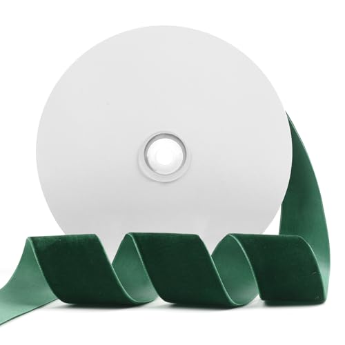 Szoyeay Dunkelgrünes Samtband, 3,8 cm x 20 m, für Geschenkverpackungen, Weihnachts-/Hochzeitsdekoration, Haar- und Mode-Accessoires (Dunkelgrün, 3,8 cm) von Szoyeay
