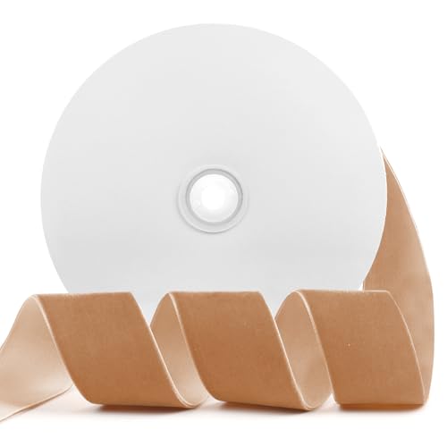 Szoyeay Khaki-Samtband, 3,8 cm x 20 m, für Geschenkverpackungen, Weihnachts-/Hochzeitsdekoration, Haar- und Mode-Accessoires (Khaki, 3,8 cm) von Szoyeay