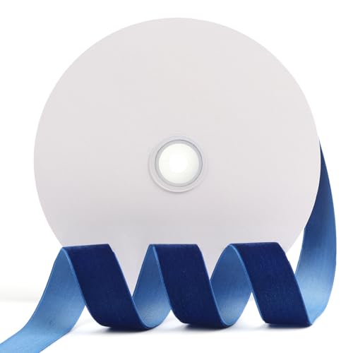Szoyeay Marineblaues Samtband, 2,5 cm x 20 m, für Geschenkverpackungen, Weihnachts-/Hochzeitsdekoration, Haar- und Mode-Accessoires (Marineblau, 2,5 cm) von Szoyeay