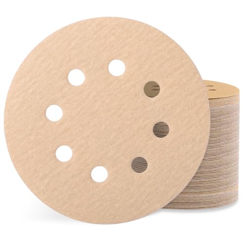 Sztaoip 100 Stück Schleifpapier 125mm Klett, 320 Körnung Schleifscheiben Schleifblätter Set mit 8 Loch für Exzenterschleifer Holz Metall Farbe von Sztaoip