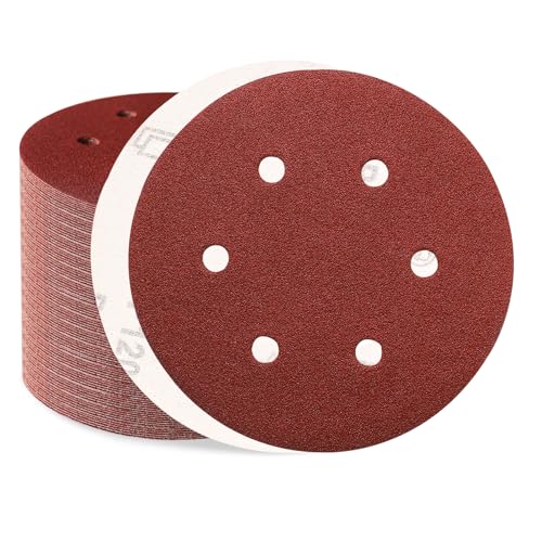 Sztaoip 100 Stück Schleifpapier 150mm Klett, Körnung 120 Profi Exzenterschleifer Schleifscheiben Set mit 6 Loch für Holz Metall und Lack von Sztaoip