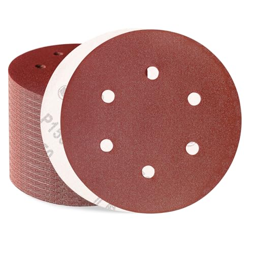 Sztaoip 100 Stück Schleifpapier 150mm Klett, Körnung 150 Profi Exzenterschleifer Schleifscheiben Set mit 6 Loch für Holz Metall und Lack von Sztaoip