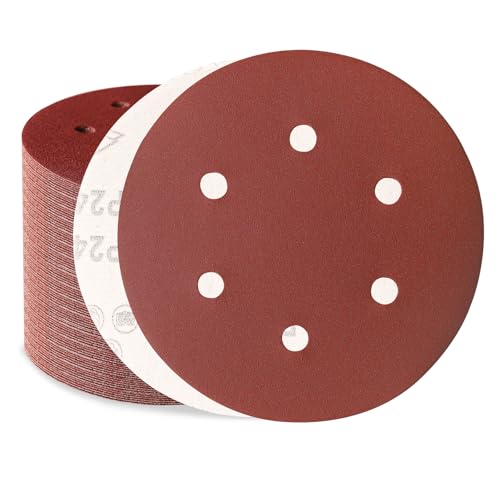 Sztaoip 100 Stück Schleifpapier 150mm Klett, Körnung 240 Profi Exzenterschleifer Schleifscheiben Set mit 6 Loch für Holz Metall und Lack von Sztaoip