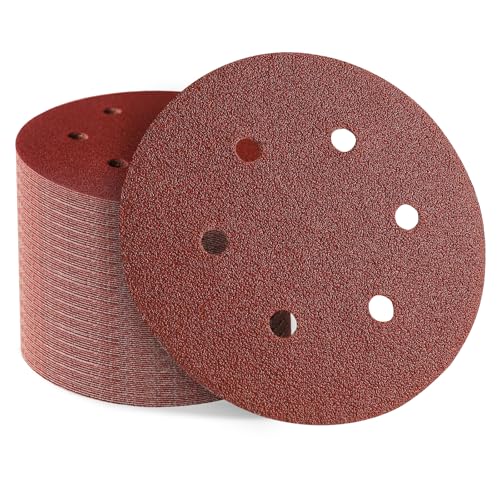 Sztaoip 100 Stück Schleifpapier 150mm Klett, Profi Exzenterschleifer Schleifscheiben Set mit 6 Loch – 20 X 60/80/120/240/320 Körnung für Holz Metall und Lack von Sztaoip