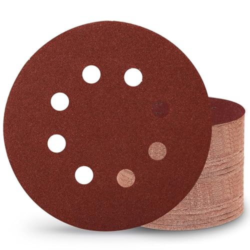 Sztaoip 100 Stück Schleifscheiben 125mm Klett, 120 Körnung 125 Schleifpapier 8 Loch Schleifblätter Runde Exzenterschleifpapier von Sztaoip