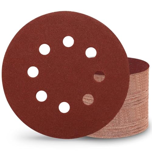 Sztaoip 100 Stück Schleifscheiben 125mm Klett, 150 Körnung 125 Schleifpapier 8 Loch Schleifblätter Runde Exzenterschleifpapier von Sztaoip