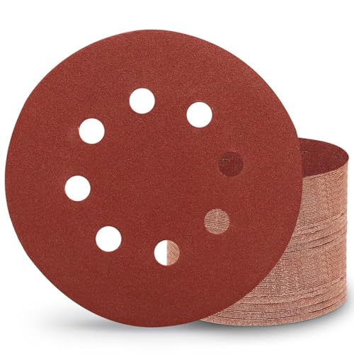 Sztaoip 100 Stück Schleifscheiben 125mm Klett, 180 Körnung 125 Schleifpapier 8 Loch Schleifblätter Runde Exzenterschleifpapier von Sztaoip
