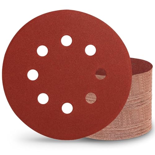 Sztaoip 100 Stück Schleifscheiben 125mm Klett, 240 Körnung 125 Schleifpapier 8 Loch Schleifblätter Runde Exzenterschleifpapier von Sztaoip