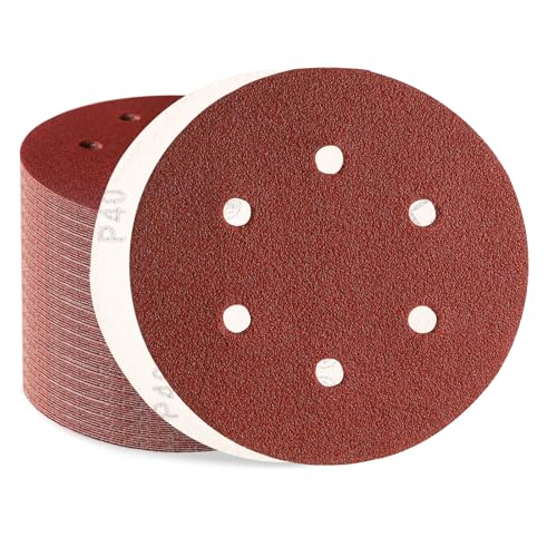 Sztaoip 80 Stück Schleifpapier 150mm Klett, Körnung 40 Profi Exzenterschleifer Schleifscheiben Set mit 6 Loch für Holz Metall und Lack von Sztaoip
