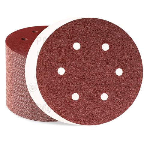 Sztaoip 80 Stück Schleifpapier 150mm Klett, Körnung 60 Profi Exzenterschleifer Schleifscheiben Set mit 6 Loch für Holz Metall und Lack von Sztaoip